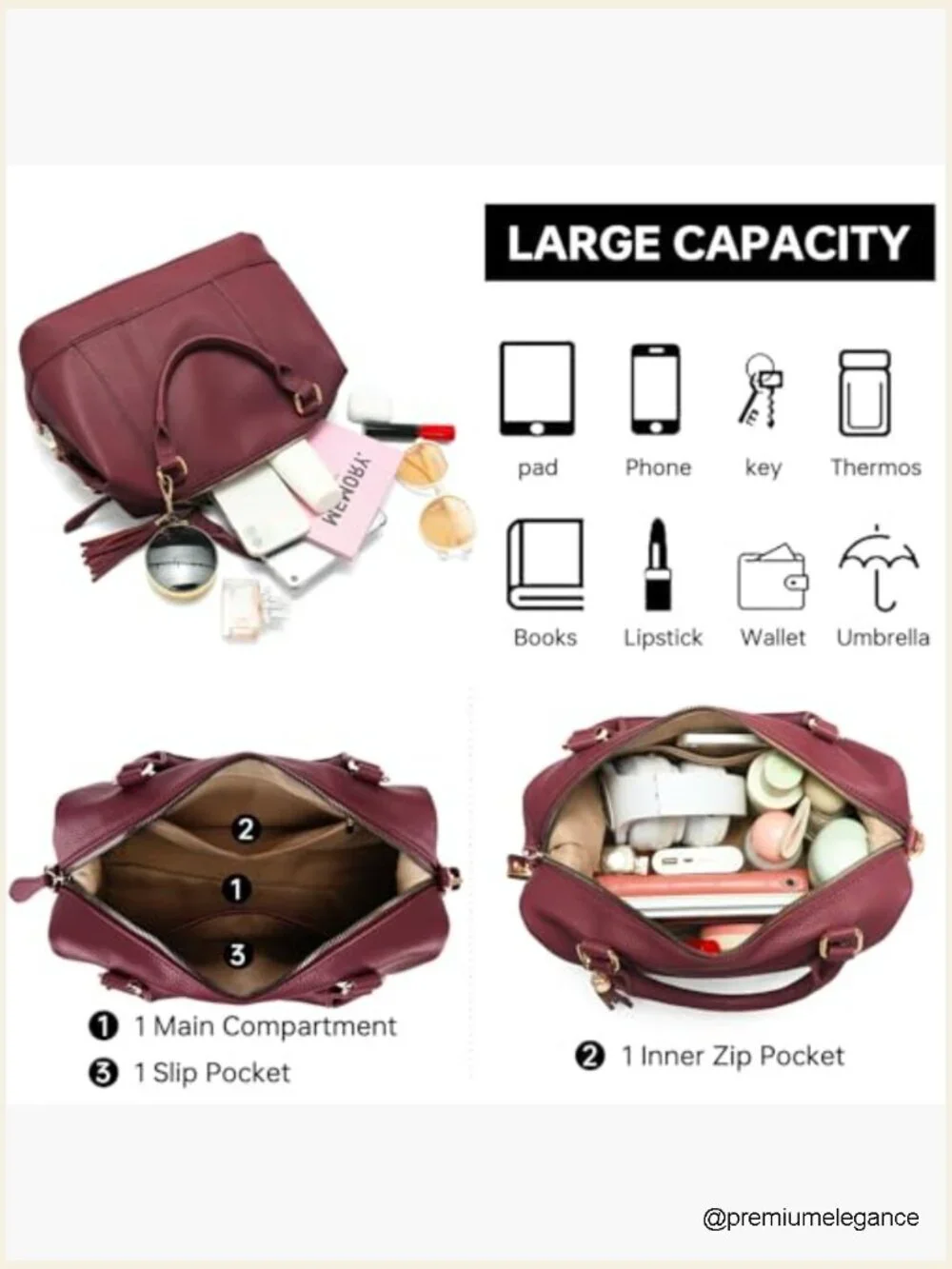 Vegan Leather Tote Bag Top Handle Hobo Satchel Crossbody Purse